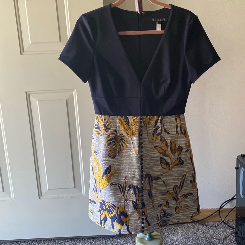 Hutch Navy and Yellow Mini Dress